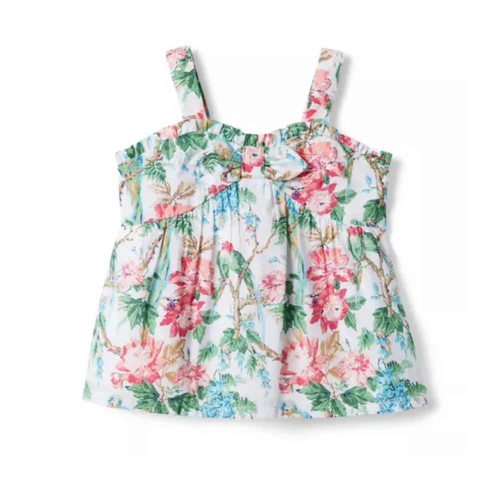 NWT Janie and Jack two strap top TROPICAL FLORAL BOW TOP size 8T - Picture 4 of 4